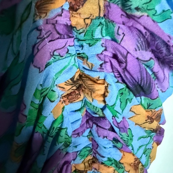 Veronica Beard  Sean Floral-Printed Ruched Dress Silk Size 0 - Picture 8 of 16